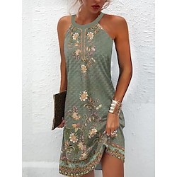 Women's Mini Dress Petite Dress Sundress Summer Dress Halter Neck Dress Active Fashion Streetwear Outdoor Vacation Daily Regular Fit Floral Sleeveless Halter Neck Light Green Royal Blue