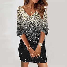 Women's Mini Dress Sweatshirt Dress Casual Dress Semi Formal Dress Mini Dress Petite Dress Vacation Classic Modern Outdoor Vacation Daily Loose Fit Color Gradi