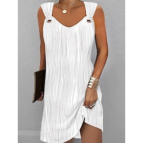 Women's Mini Dress White Dress Graduation Dress Casual Dress Tank Dress Fashion Streetwear Modern Outdoor Street Daily Regular Fit Sleeveless V Neck Black Whit