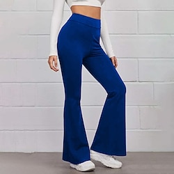 Women's Normal Bootcut Flare Flared Pants Fashion Full Length High Waist Plain Wide Leg Comfort Micro-elastic Casual Weekend Black Yellow Red Blue Summer Spring Fall Regular Fit
