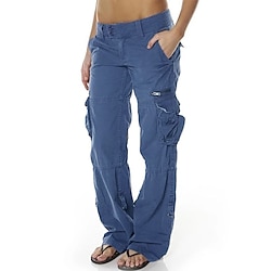 Women's Normal Cargo Pants Tactical Cargo Pants Trousers Chic Modern Casual / Sporty Full Length Low Waist Plain Pocket Baggy Comfort Inelastic Sports Weekend Black Pink Wine Dusty Blue Summer