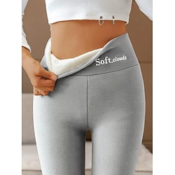 Women's Normal Fleece Pants Tights Leggings Casual Lounge Ankle-Length High Waist Solid Color Tummy Control Butt Lift Comfort Stretchy Daily Weekend light gray (sheep velvet version) dark grey (sheep