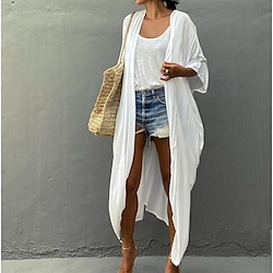 Women's Normal Swimwear Cover Up Beach Top Swimsuit Lace up Pleated UV Protection Vacation Holiday Pure Color V Wire Bathing Suits