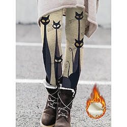 Women's Normal Tights Pants Trousers Leggings Fashion Casual Lounge Ankle-Length High Waist Cat Print Tummy Control Butt Lift Comfort High Elasticity Yoga Halloween Weekend Black White Orange Light