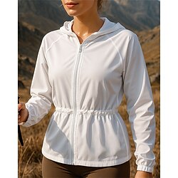 Women's Outdoor Jacket Hiking Jacket Raincoat Outdoor Sun Protection Windproof Breathable Quick Dry Hiking Outfits Hiking Clothes Spring Autumn / Fall Jacket Tennis Golf Running Solid Color White Sky