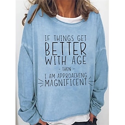 Women's Oversized Sweatshirt Pullover Cotton Blend Letter Street Casual Sports Basic Round Neck Long Sleeve Top Micro-elastic Fall Winter Comfrt Breathable Soft Fabric