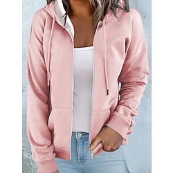 Women's Oversized Zip Up Hoodie Sweatshirt Solid Color Casual Sports Drawstring Zip Up Front Pocket Active Sportswear Neon Bright Hoodie Long Sleeve Top Comfrt Breathable Soft Fabric