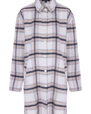 Womens Pale Pink Checked Shacket