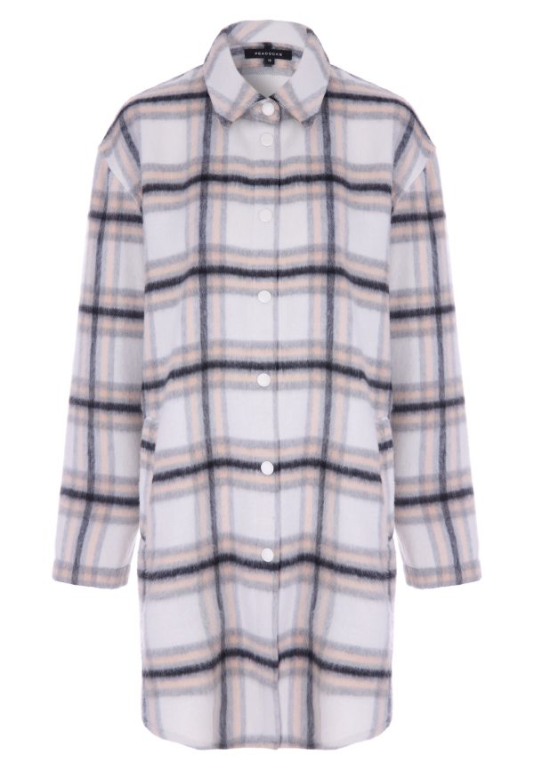 Womens Pale Pink Checked Shacket