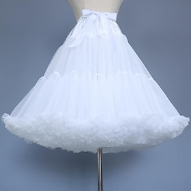 Women's Petticoat Fashion Mini Skirts Solid Colored Ruffle Layered Tulle Performance Party Black White All Seasons Organza
