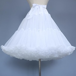 Women's Petticoat Fashion Mini Skirts Solid Colored Ruffle Layered Tulle Performance Party Black White All Seasons Organza
