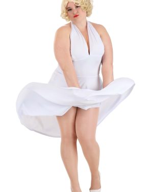 Women's Plus Size Deluxe Marilyn Halter Dress Fancy Dress Costume | Celebrity Fancy Dress Costumes