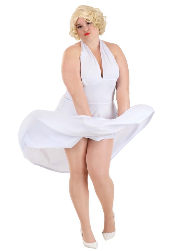 Women's Plus Size Deluxe Marilyn Halter Dress Fancy Dress Costume | Celebrity Fancy Dress Costumes