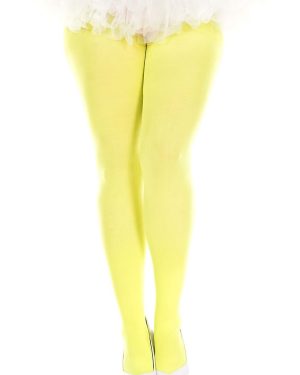 Women's Plus Size Yellow Opaque Stockings | Fancy Dress Costume Tights