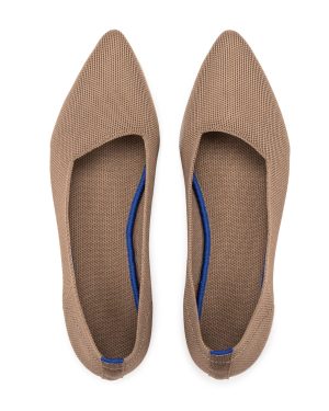 Womens Pointed Toe Ballet Flat Knit Dress Shoes Low Wedge Flat Shoes
