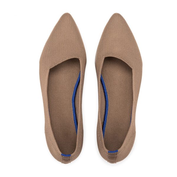 Womens Pointed Toe Ballet Flat Knit Dress Shoes Low Wedge Flat Shoes