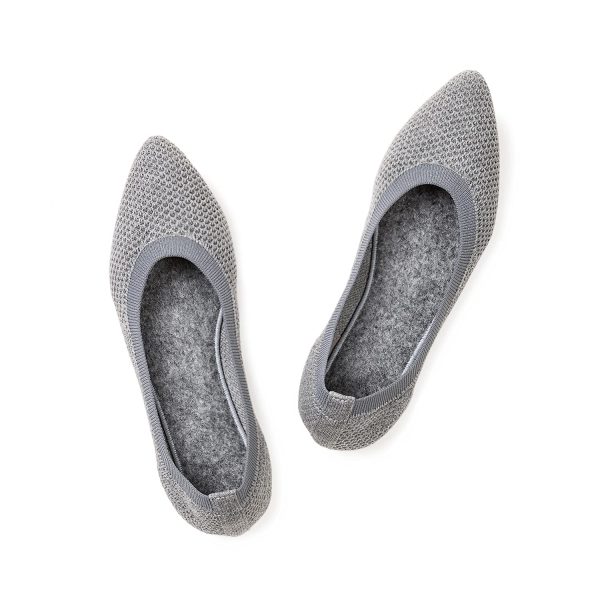 Womens Pointed Toe Ballet Flat Knit Dress Shoes Low Wedge Flat Shoes