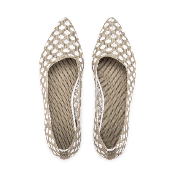 Womens Pointed Toe Ballet Flat Knit Dress Shoes Low Wedge Flat Shoes