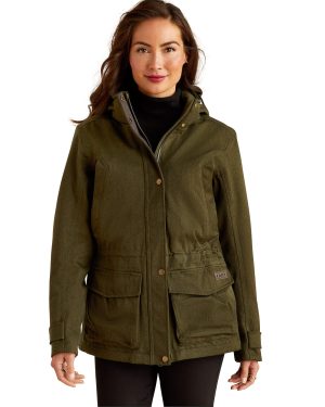 Women's Rhodium Waterproof Insulated Parka Jacket Long Sleeve in Rosin, Size Medium, by Ariat