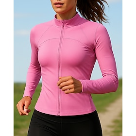 Women's Running Jacket Outdoor Jacket Full Zip Long Sleeve Outerwear Breathable Quick Dry Lightweight Tennis Golf Running Sportswear Activewear Solid Colored P