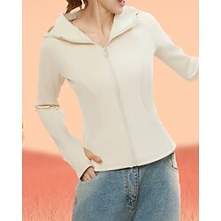 Women's Running Jacket Windproof, Warm Finger Coats Long Sleeve Sports Solid Color Jacket For Yoga, Fitness, Pilates Activewear Dark Grey / Black / White