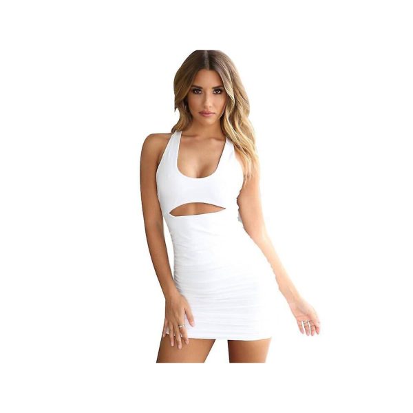 Women's Sexy Ruched Strappy Sleeveless Bodycon Slip Dress