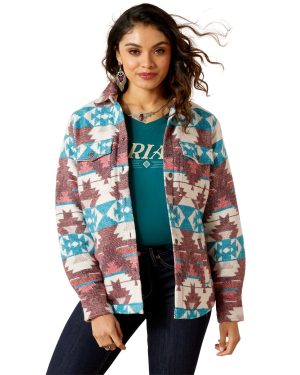 Women's Shacket Shirt Jacket Long Sleeve in Baja Jacquard, Size X-Small, by Ariat