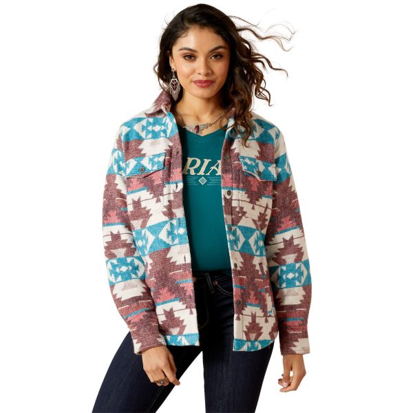 Women's Shacket Shirt Jacket Long Sleeve in Baja Jacquard, Size X-Small, by Ariat