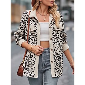 Women's Shirt Jacket Shacket Warm Breathable Buttons Pocket Print Casual Plaid Vacation Street Daily Wear Going out Single Breasted Regular Turndown Regular Fi