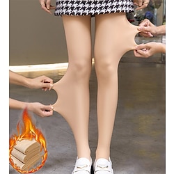 Women's Skin Color Leggings Tights Pantyhose Hosiery Fleece lined Nude Coffee Black High Waist Fashion Casual Daily High Elasticity Full Length Tummy Control Solid Colored One-Size / Skinny