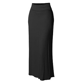 Women's Skirt Pencil Work Skirts Long Skirt Streetwear Basic Maxi Skirts Solid Colored Office / Career Holiday Black Red Summer Polyester