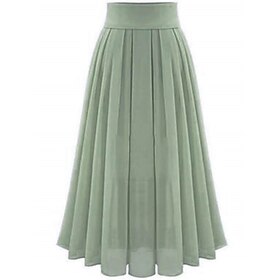 Women's Skirt Swing Work Skirts Long Skirt Maxi Skirts Pleated Patchwork Solid Colored Office / Career Autumn / Fall Chiffon Satin Elegant Basic Summer Black P