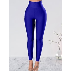 Women's Slim Pants Trousers Leggings Fashion Streetwear Casual Full Length High Waist Plain High Cut Breathability Comfortable High Elasticity Party Street Causal White / White Grey Black Wine Summer