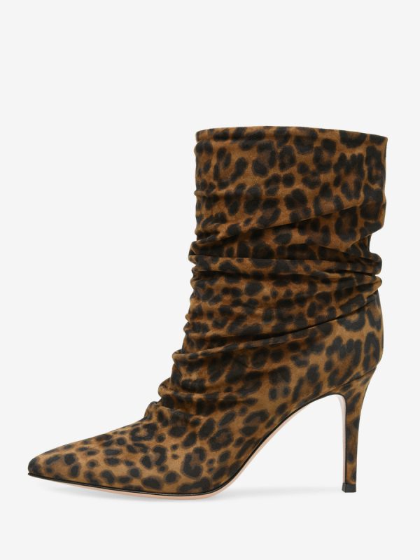 Women's Slip-On Stiletto Heel Micro Suede Upper Mules Leopard