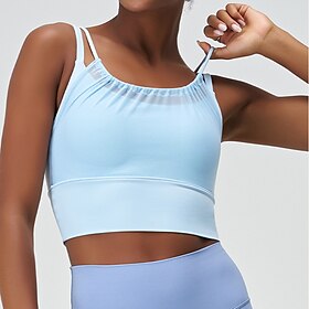 Women's Sports Bra Crew Neck Breathable, Lightweight, Comfortable Backless Sleeveless Light Support Sports Solid Color Sports Bra, Tank Top For Yoga, Fitness,