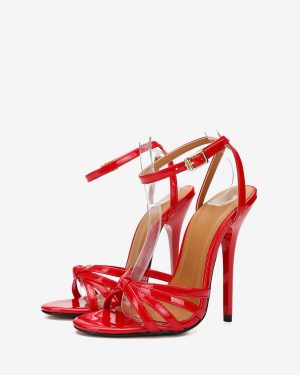 Women's Strappy Ankle Strap Stiletto Prom Heel Sandals in Black