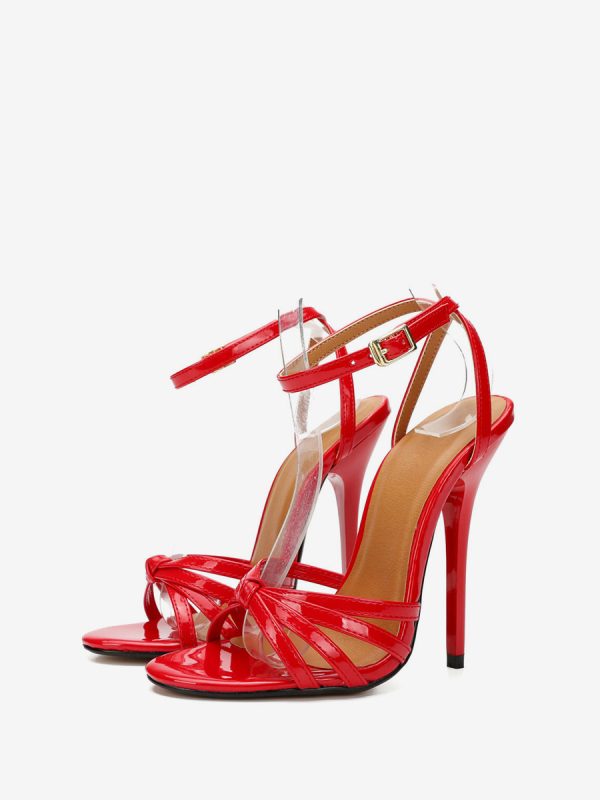 Women's Strappy Ankle Strap Stiletto Prom Heel Sandals in Black