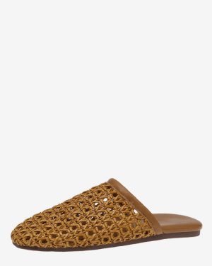 Women's Summer Mules Round Toe Cut Out Flat Mule Shoes