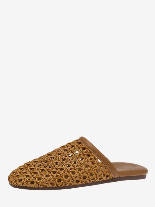 Women's Summer Mules Round Toe Cut Out Flat Mule Shoes