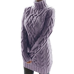 Women's Sweater Dress Jumper Dress Winter Dress Knitwear Basic Casual Solid Color Daily Going out Weekend Turtleneck Long Sleeve Regular Fit Black White Purple S M L XL