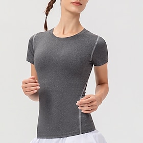 Women's Sweatshirt Crew Neck Breathable, Quick Dry, Lightweight Sporty Short Sleeve Sports Solid Color Tee Tshirt, Tank Top For Yoga, Fitness, Gym Workout Acti