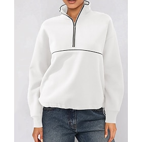 Women's Sweatshirt Track Top Pullover Patchwork Zipper Long Sleeve Top Athleisure Fall Thermal Warm Windproof Tennis Golf Running Sportswear Activewear Color B