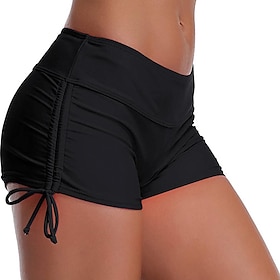 Women's Swimwear Bikini Bottom Shorts Swimsuit Drawstring Quick Dry Basic Solid Color Plain Sleeveless Bathing Suits