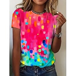 Women's T Shirt Summer Tops Graphic Oil painting flowers Classic Casual Short Sleeve Crew Neck Crop Tops Daily Weekend Print Yellow Red Blue Green Summer Spring Fall