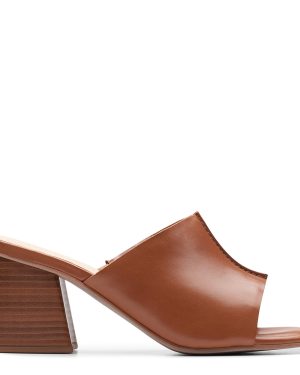 Women's Tan Siara65 Leather Heeled Mules