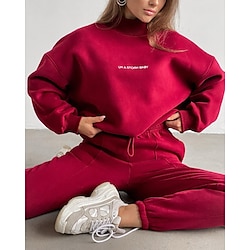 Women's Tracksuit Sweatpants Athleisure Fall Long Sleeve High Neck Thermal Warm Windproof Running Workout Athleisure Sportswear Activewear Black White Yellow