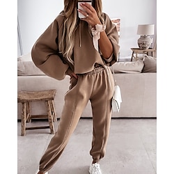 Women's Tracksuit Sweatpants Lace 2 Piece Athleisure Fall Long Sleeve Spandex Thermal Warm Windproof Gym Running Athleisure Sportswear Activewear Solid Colored Black White Green