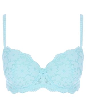 Womens Turquoise Lily Lace Balcony Bra (B-DD)