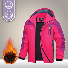 Women's Waterproof Hiking Jacket Rain Jacket Hiking Windbreaker Summer Outdoor Thermal Warm Waterproof Windproof Breathable Outerwear Hoodie Raincoat Fishing C