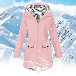 Women's Waterproof Hiking Jacket Rain Jacket Lightweight Raincoat Hooded Windbreaker Winter Outdoor Windproof Quick Dry Warm Parka Trench Coat Top Camping Hunting Fishing Navy Yellow Pink